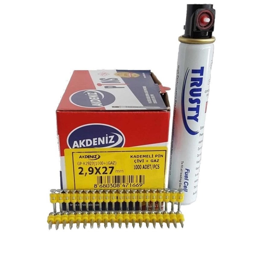 Akdeniz 2.9 x 25 mm Beton Çivisi (1000 ADT)+ GAZ  Akdeniz 2.9 x 25 mm Beton Çivisi (1000 ADT)+ GAZ