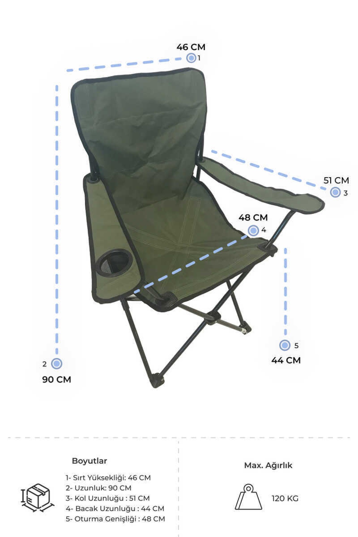 Ansan Kolçaklı Kamp Sandalyesi Haki M-KV31-33 Ansan Kolçaklı Kamp Sandalyesi Haki M-KV31-33