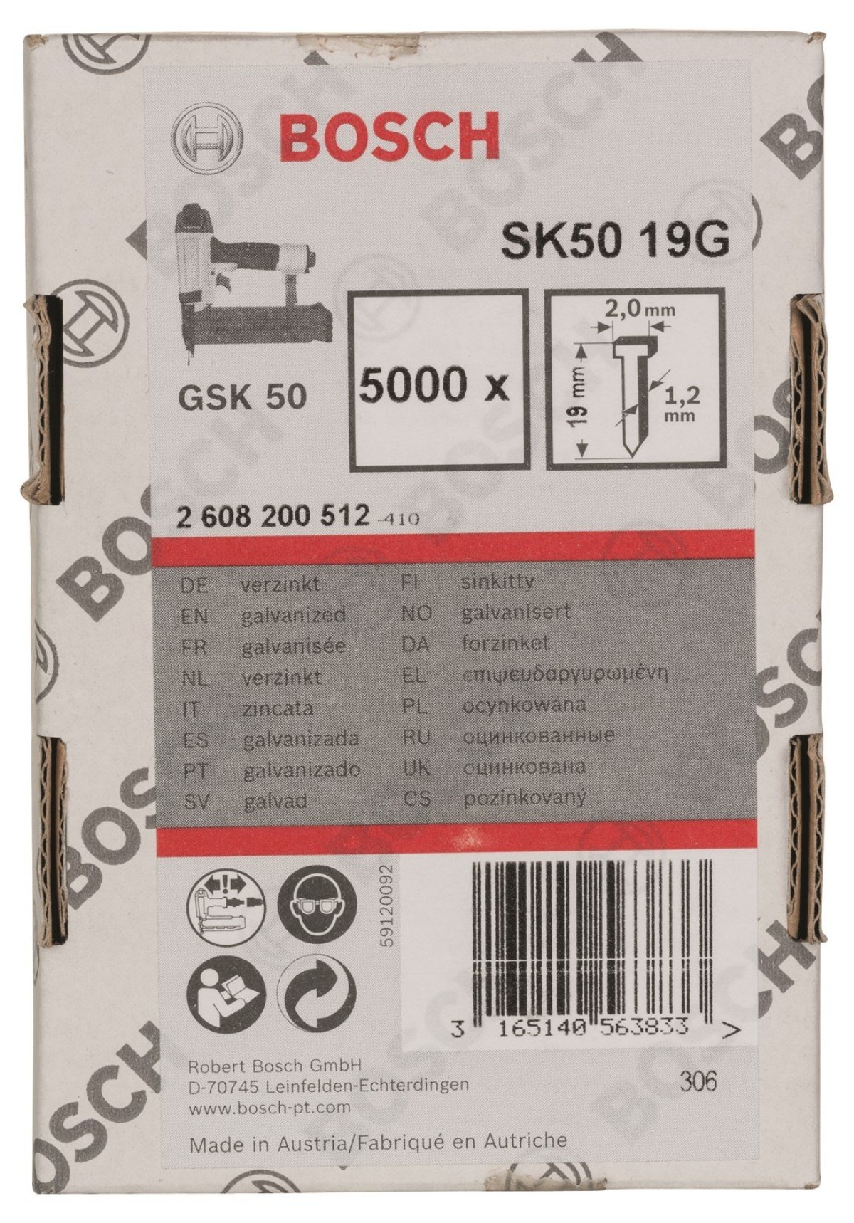 BOSCH GSK 50 ÇİVİSİ 19MM 5000Lİ 200512 BOSCH GSK 50 ÇİVİSİ 19MM 5000Lİ 200512
