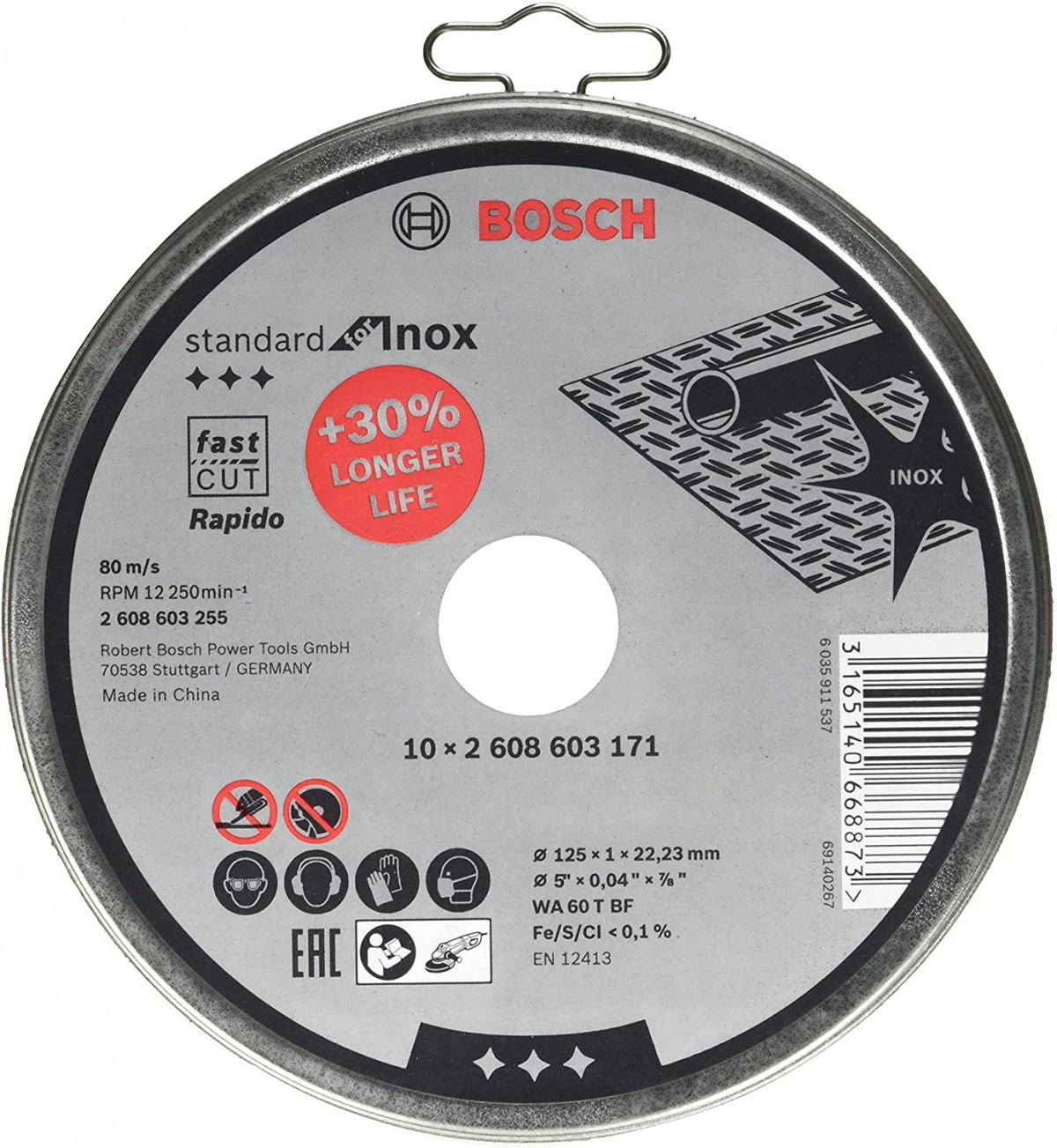 Bosch 125 x 1,0Mm Standard For Inox Rapido 10'lu 2608603255 Bosch 125 x 1,0Mm Standard For Inox Rapido 10'lu 2608603255
