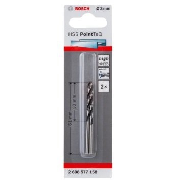Bosch Hss Pointteq Metal Matkap Ucu 3,0 mm 2'Lİ Bosch Hss Pointteq Metal Matkap Ucu 3,0 mm 2'Lİ