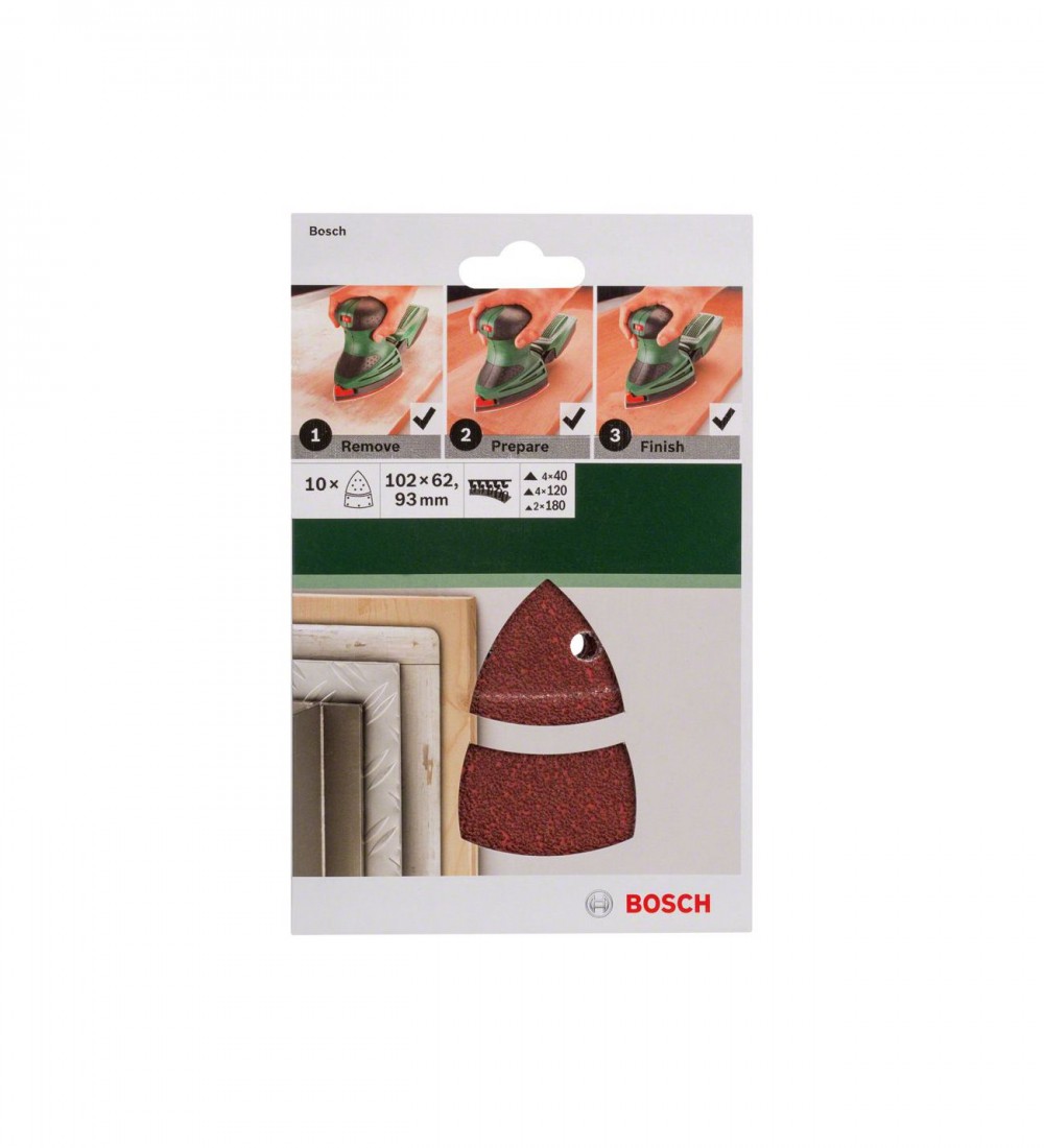 Bosch - Multi Zımpara Kağıdı 10'Lu Set, 102 X 62/93 Mm 120 Kum