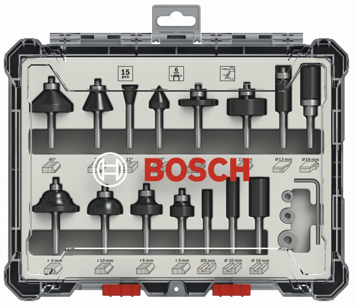 Bosch Pro Freze Seti 15li Karışık 6mm Şaftlı 