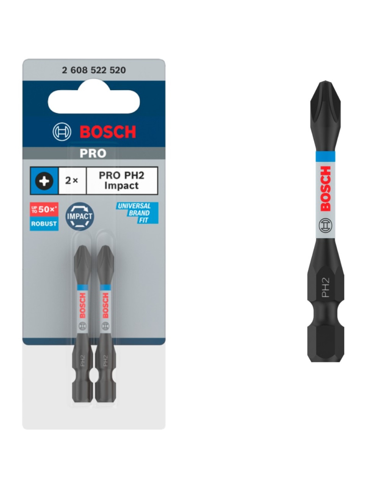 Bosch Vidalama Bitsi Pro PH2 İmpact 2'Lİ 2.608.522.520 Bosch Vidalama Bitsi Pro PH2 İmpact 2'Lİ 2.608.522.520