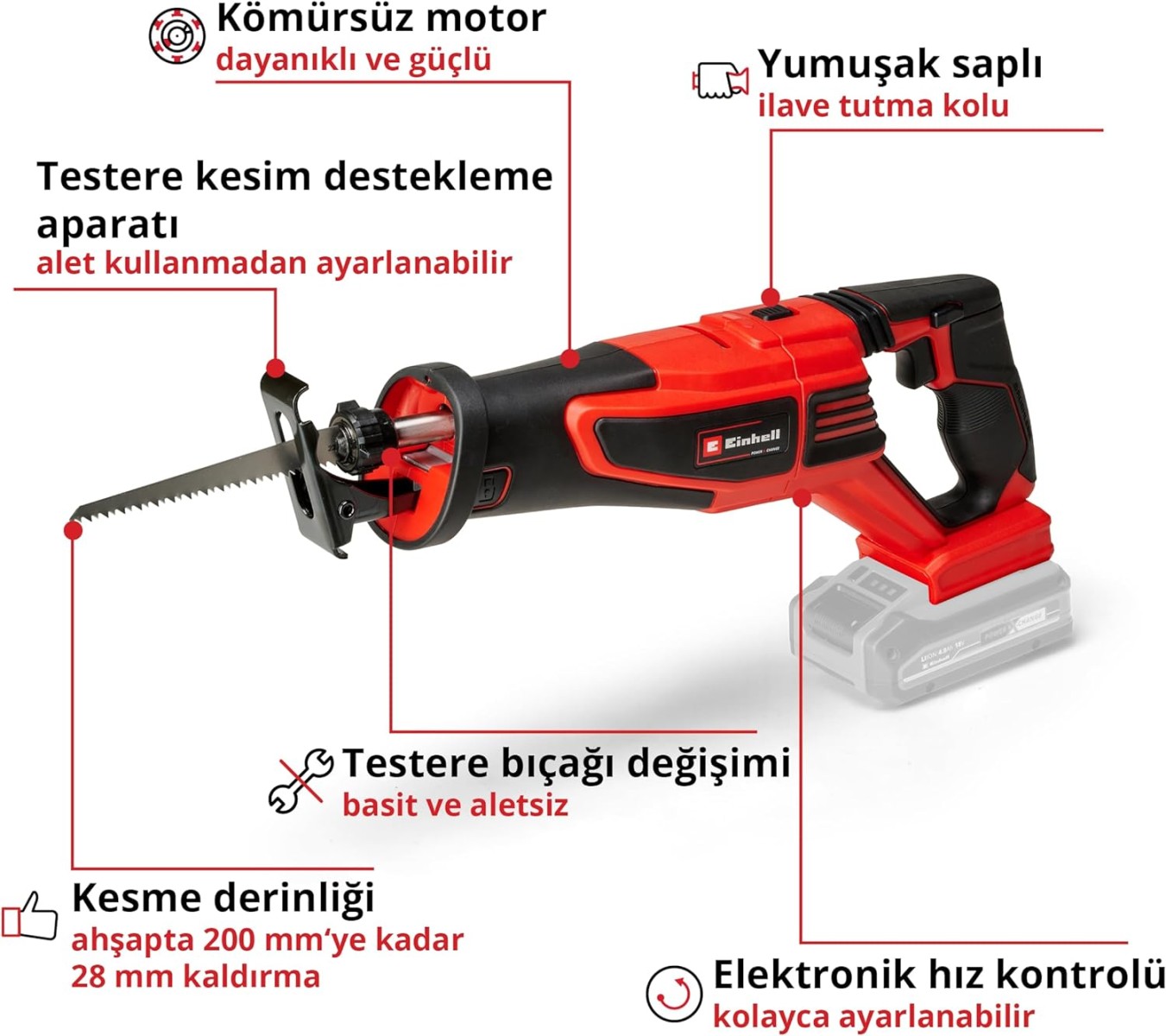 EİNHELL TP-AP 18/28 Lİ SOLO AKÜLÜ KILIÇ TESTERE 