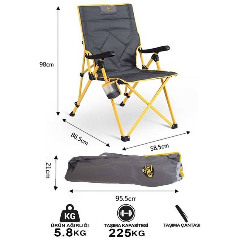 FUNKY CHAIRS COMFERT 3 KADEMELİ KAMP SANDALYESİ - SARI