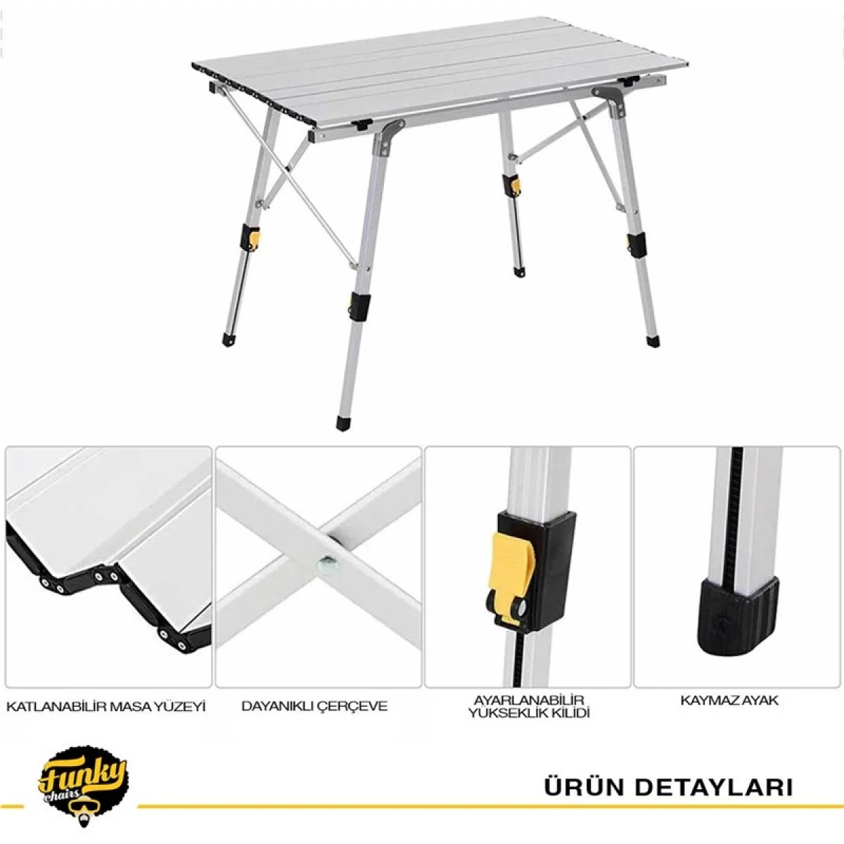 FUNKY CHAIRS ELİTE ALM. TELK. AYAKLI KAMP PİKNİK MASA - GRİ FUNKY CHAIRS ELİTE ALM. TELK. AYAKLI KAMP PİKNİK MASA - GRİ