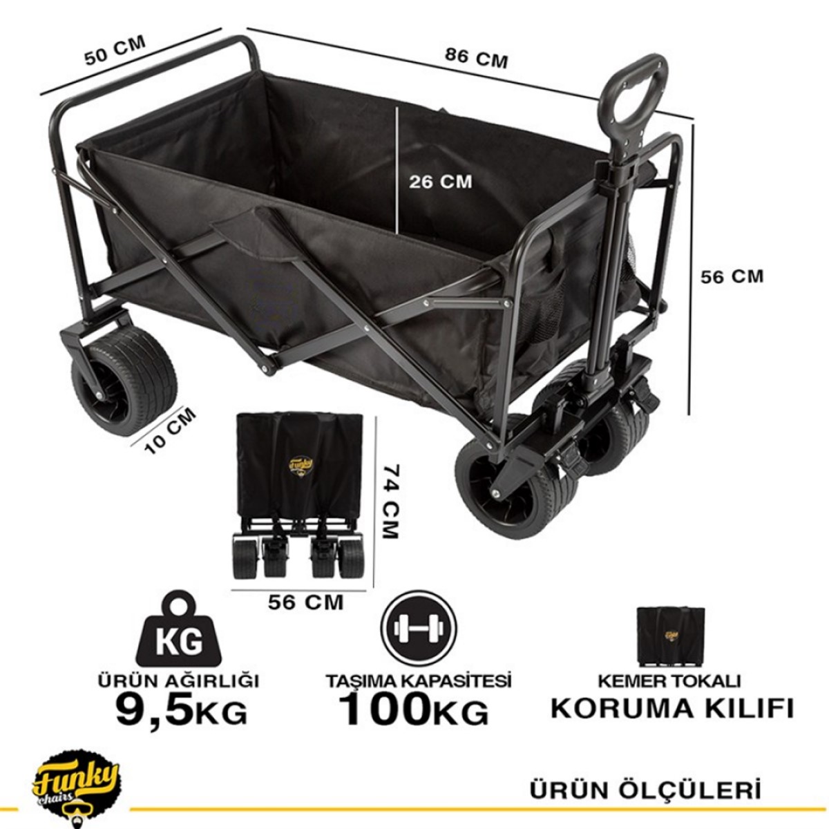 FUNKY CHAIRS KATLAN. VAGON PLAJ VE KAMP ARABASI - SİYAH FUNKY CHAIRS KATLAN. VAGON PLAJ VE KAMP ARABASI - SİYAH