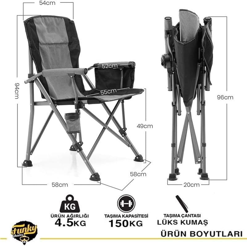 FUNKY CHAIRS RİVER SİDE KAT. KAMP SANDALYE GRİ
