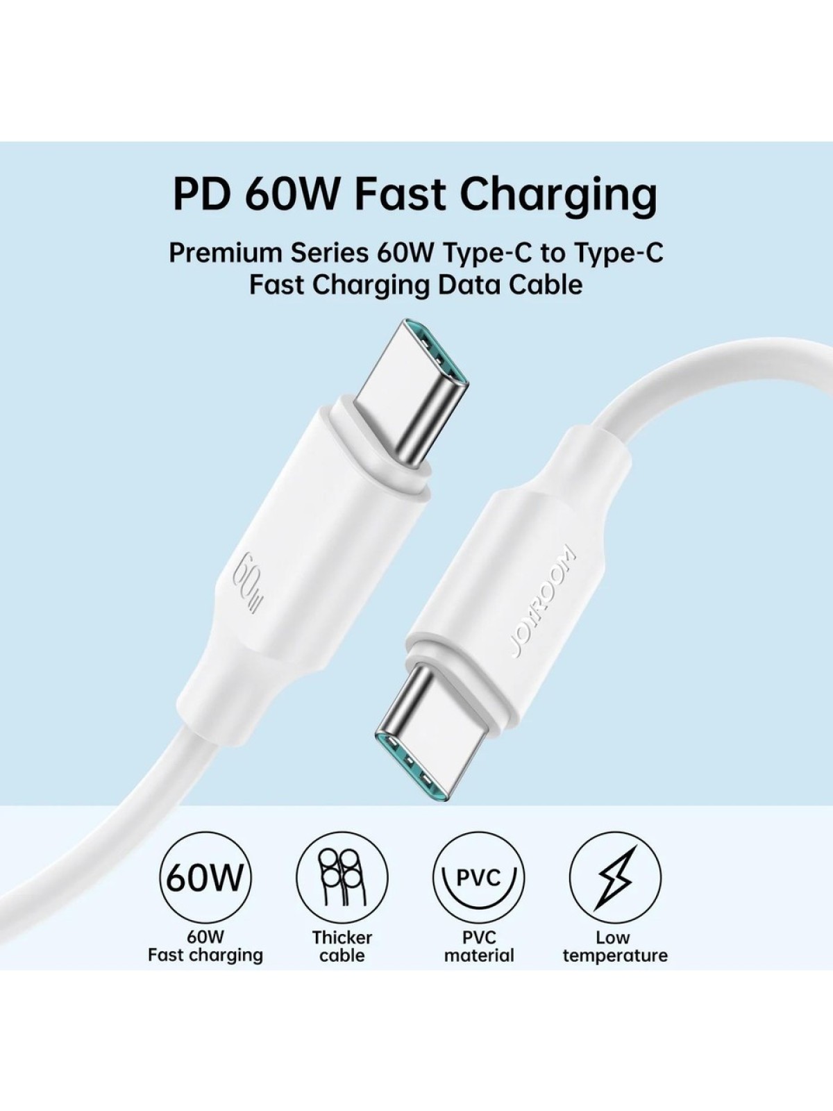 JAYROOM S-A9 60W FAST CHARG. CABLE TYPÜ C 1 M WHITE   JAYROOM S-A9 60W FAST CHARG. CABLE TYPÜ C 1 M WHITE