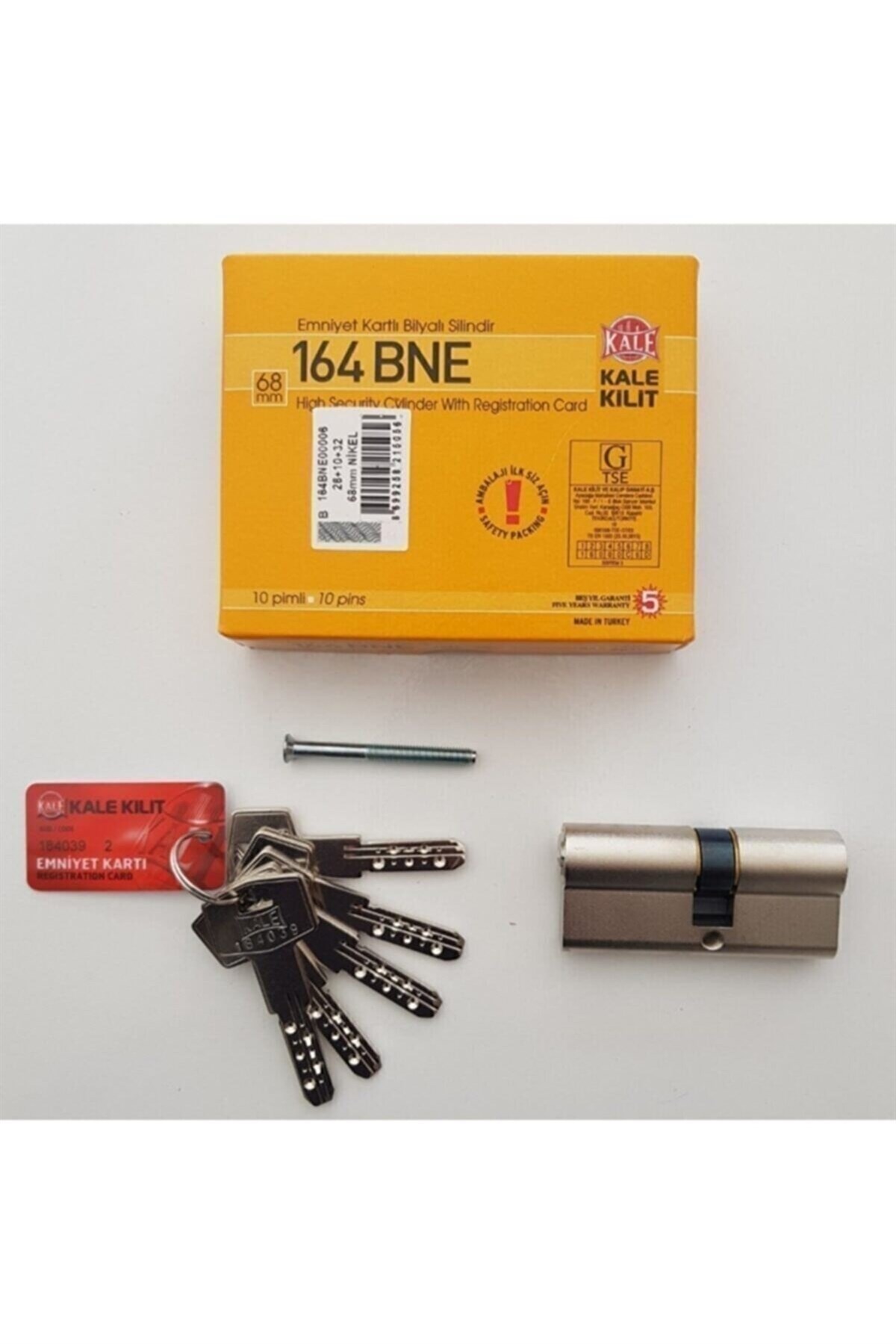 Kale Kilit 164 BNE Emniyet Kartlı Bilyalı Barel 68 Mm Kale Kilit 164 BNE Emniyet Kartlı Bilyalı Barel 68 Mm