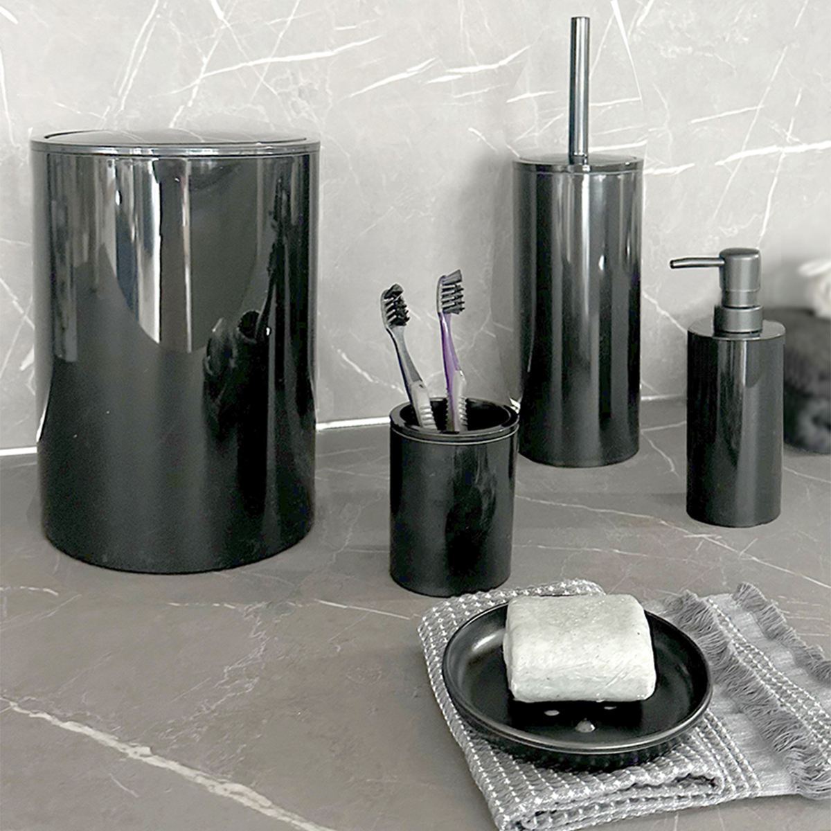 PRİMANOVA FLORES 5Lİ BANYO SETİ SİYAH M-SAS17-06 PRİMANOVA FLORES 5Lİ BANYO SETİ SİYAH M-SAS17-06