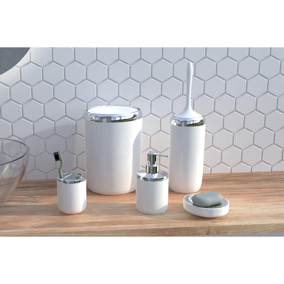 PRİMANOVA LİMA XL KROM DEKORLU BANYO SETİ BEYAZ M-SAS04-01-P PRİMANOVA LİMA XL KROM DEKORLU BANYO SETİ BEYAZ M-SAS04-01-P