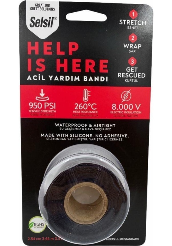 SELSİL ACİL YARDIM BANDI SİYAH (2,54 cm 3,66 m 0,5mm)
