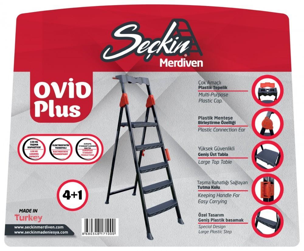 Seçkin Ovid Plus 5+1 Plastik Basamaklı Metal Siyah Merdiven