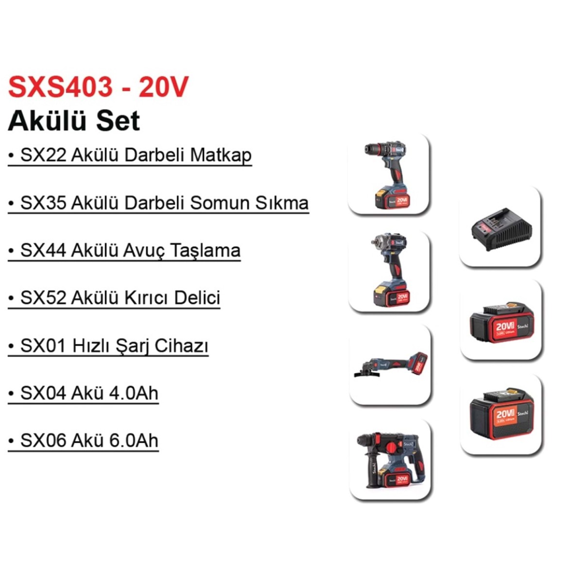 StechEnd SXS403 SET (SX22-SX35-SX44-SX52)1X4AH+1X6AH