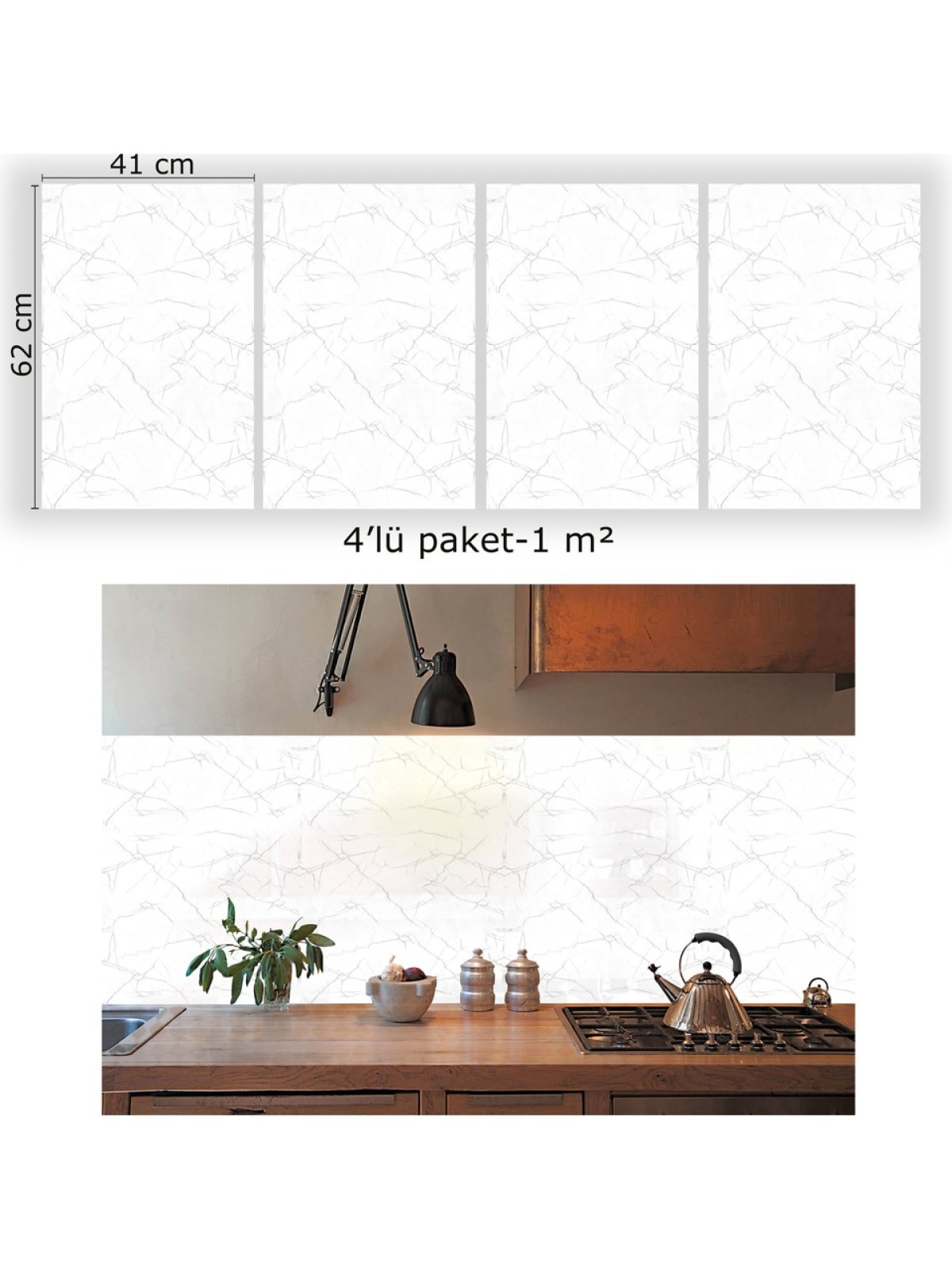 TİNK Kendinden Yapışkanlı Silver Desenli Pvc Panel 41X62 cm (4 Adet) 1 M² TİNK Kendinden Yapışkanlı Silver Desenli Pvc Panel 41X62 cm (4 Adet) 1 M²