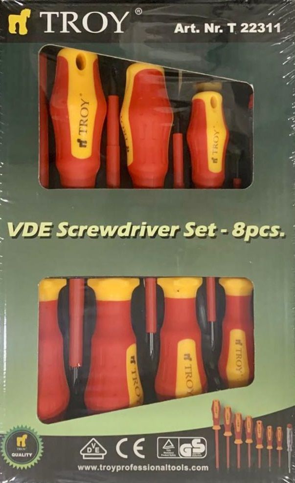 TROY 22311 VDE İZOLELİ 8 PRÇ. TORNAVİDA SETİ TROY 22311 VDE İZOLELİ 8 PRÇ. TORNAVİDA SETİ