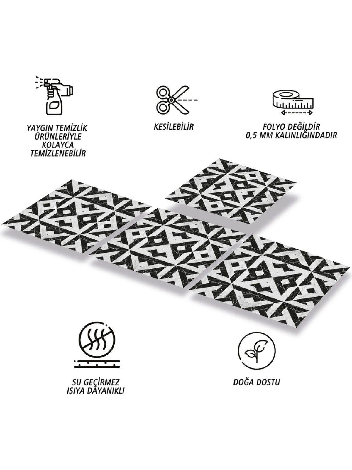 Tink Kendinden Yapışkanlı Kesilebilir Mermer 008 Desenli Pvc Karo 30x30 cm 11 Adet 1m2