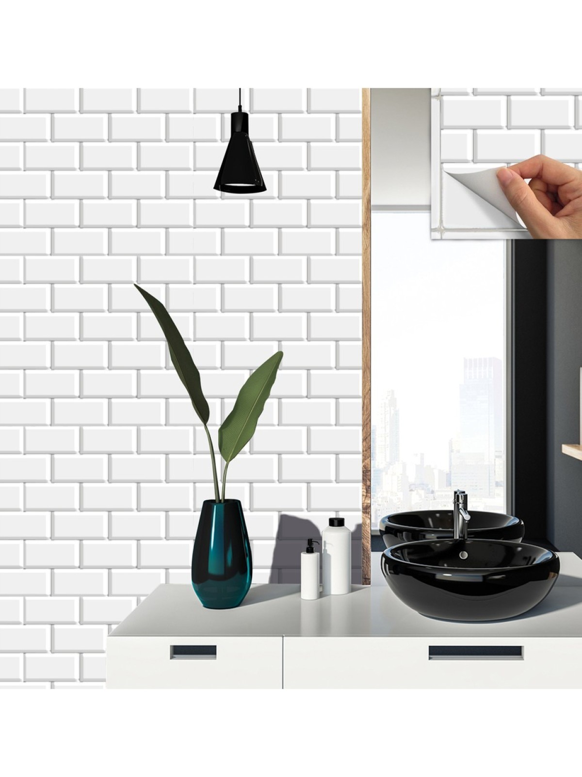 Tink Kendinden Yapışkanlı Metro Karo Desenli Silinebilir Pvc Karo 30x30 cm 11 Adet 1M2AC