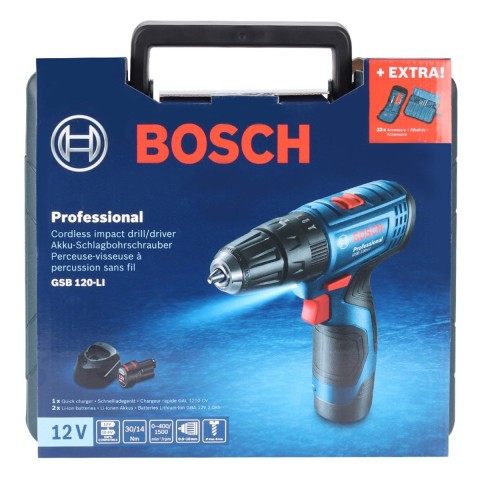Bosch GSB 120-LI 2x2Ah Akülü Darbeli Vidalama + 23 Parça Set -06019G8102