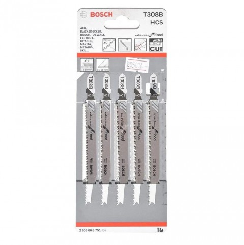 Bosch T 308 B Ahşap Dekupaj Testeresi Bıçağı - 5li Paket Ekstra Temiz Kesim
