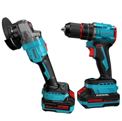 Catpower E1030 Kömürsüz Li-on Akülü 2 li Kombo Set - Matkap ve Avuç Taşlama 20 V 4.0Ah + 2.0Ah 