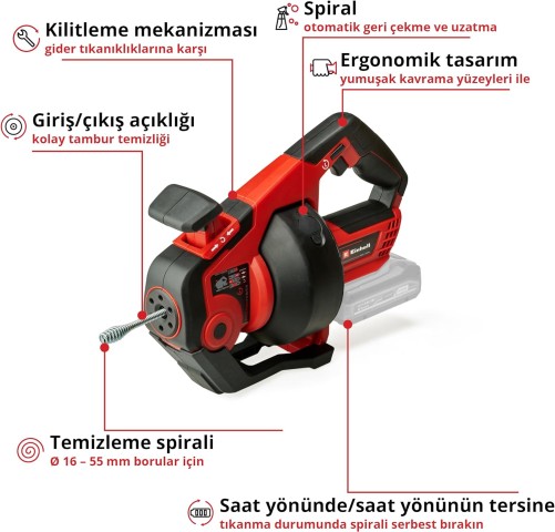 Einhell TE-DA 18/760 Li Akülü Solo Boru Açma Makinesi 4514160 Einhell TE-DA 18/760 Li Akülü Solo Boru Açma Makinesi 4514160