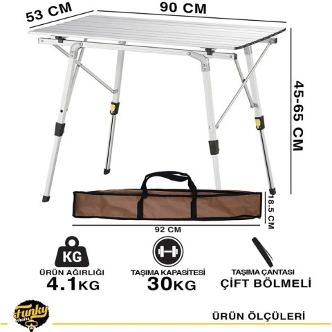 FUNKY CHAIRS ELİTE ALM. TELK. AYAKLI KAMP PİKNİK MASA - GRİ