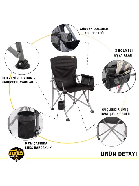 FUNKY CHAIRS RİVER SİDE KAT. KAMP SANDALYE SİYAH