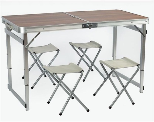FUNKY CHAIRS TABURELİ DELUXE KAT. PİKNİK MASA SET AHŞAP DESEN
