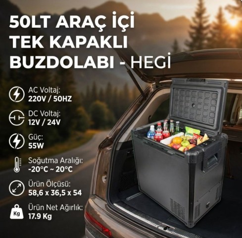HEGİ 50 LT ARAÇ İÇİ TEK KAPAKLI BUZDOLABI