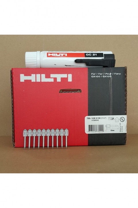 Hilti X-GN 27MX Gazlı Tabanca Çivisi(750AD)+GC 21 Gaz Tüpü