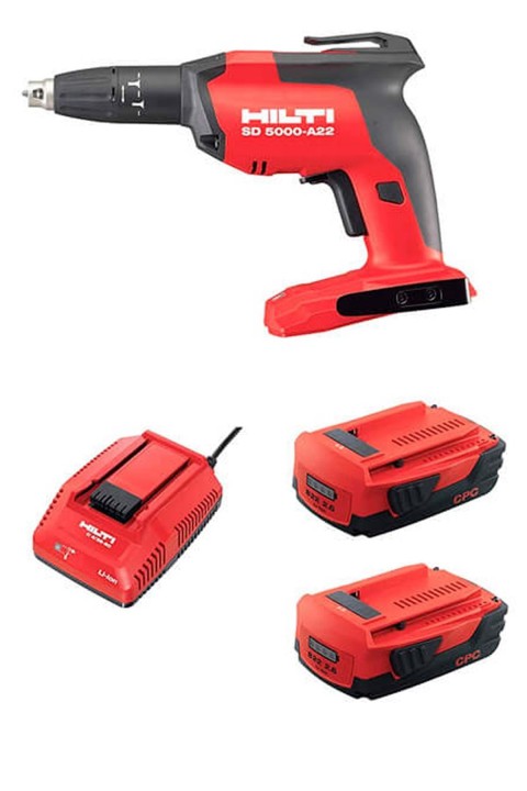 Hilti SD5000 A22  Akülü Alçıpan Vidalama Set (2 ad 22V,2.6ah akü+şarj cihazı)