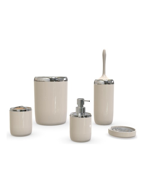 PRİMANOVA LİMA XL KROM DEKORLU BANYO SETİ BEJ M-SAS04-09-P