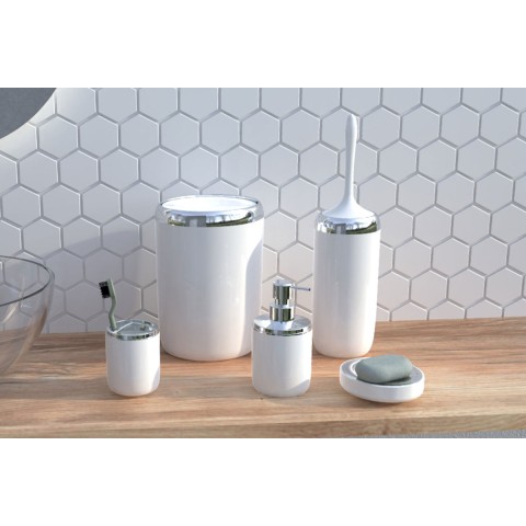 PRİMANOVA LİMA XL KROM DEKORLU BANYO SETİ BEYAZ M-SAS04-01-P