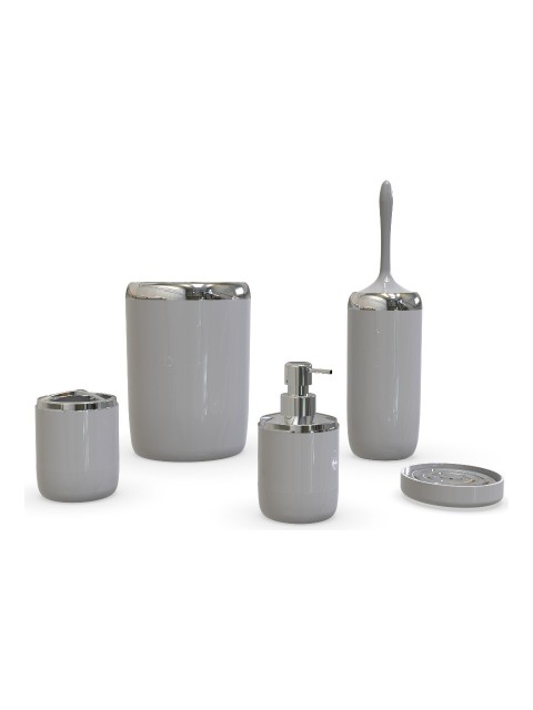 PRİMANOVA LİMA XL KROM DEKORLU BANYO SETİ GRİ M-SAS04-07-P