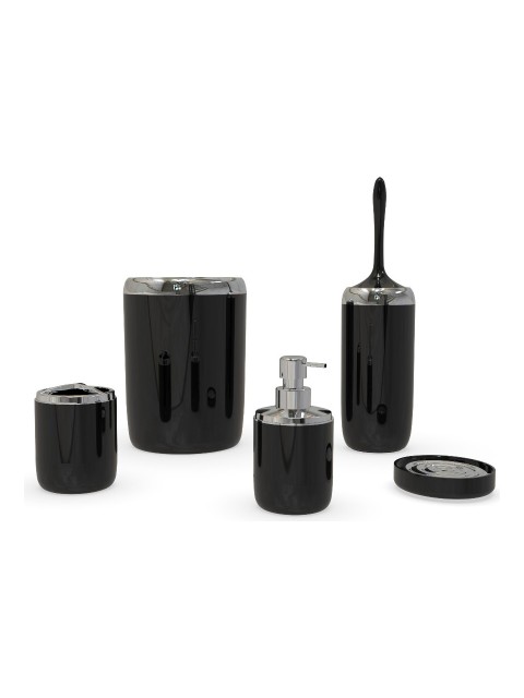 PRİMANOVA LİMA XL KROM DEKORLU BANYO SETİ SİYAH M-SAS04-06-P