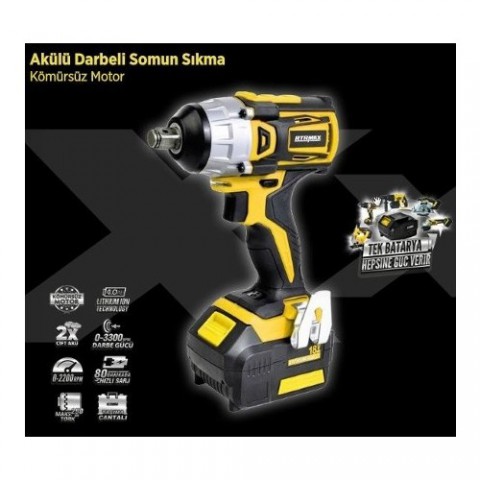 RTRMAX RTX2029B Akülü Darbeli Somun Sıkma 18V 400Nm Kömürsüz (2x4ah Akü ve Hızlı Şarj Dahil)