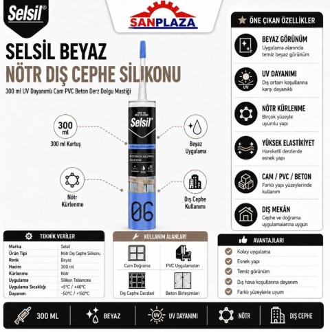 SELSIL 06 NOTR CEPHE SILIKON 300 ML BEYAZ