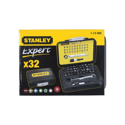 Stanley 1-13-905 Fatmax Bits Set 32'li ¼ + Manyetik Tutucu + Cırcır Anahtar Sağ Sol