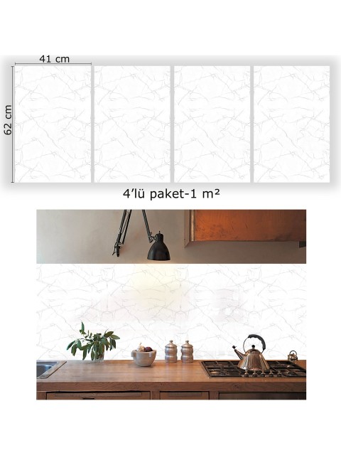 TİNK Kendinden Yapışkanlı Silver Desenli Pvc Panel 41X62 cm (4 Adet) 1 M²