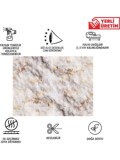 Tink Kendinden Yapışkanlı Gold Mermer Desenli Pvc Panel 41 x 62 cm (4 Adet) 1 M²