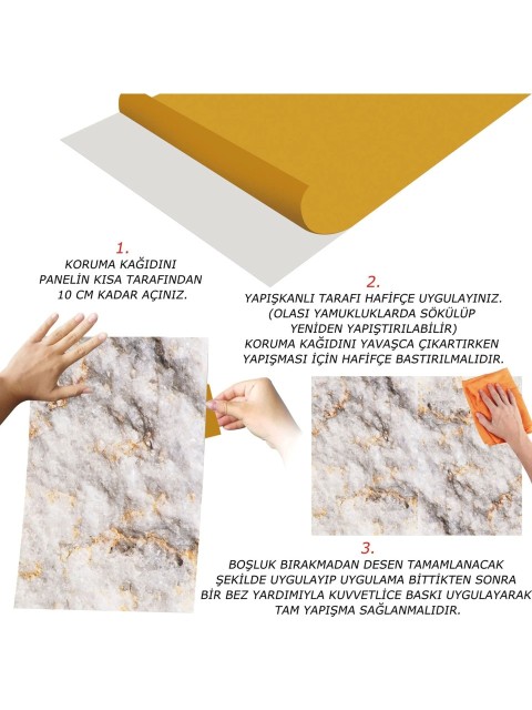 Tink Kendinden Yapışkanlı Gold Mermer Desenli Pvc Panel 41 x 62 cm (4 Adet) 1 M²