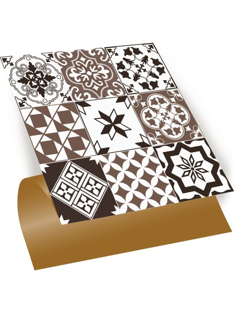 Tink Kendinden Yapışkanlı Karma Kahveli Siyah Desenli Pvc Karo 30x30 cm 11 Adet 1m2