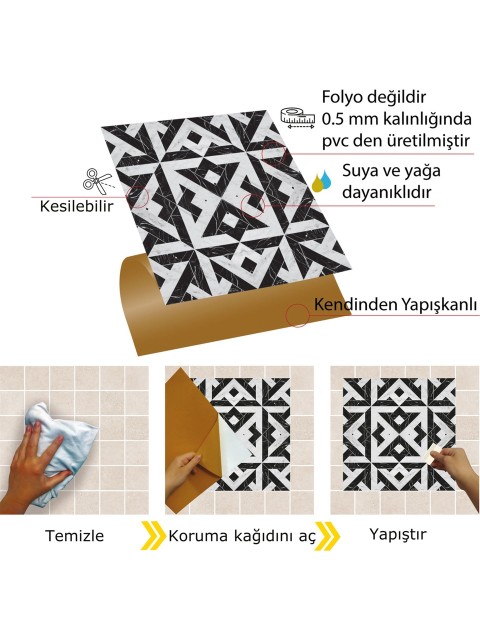 Tink Kendinden Yapışkanlı Kesilebilir Mermer 008 Desenli Pvc Karo 30x30 cm 11 Adet 1m2