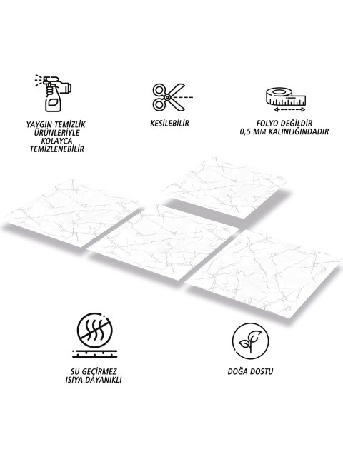 Tink Kendinden Yapışkanlı Silver Mermer Desenli Pvc Karo 30x30 cm 11 Adet 1m2
